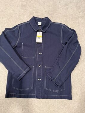 Nike Denim NWT Navy Blue Jacket with White Stitching